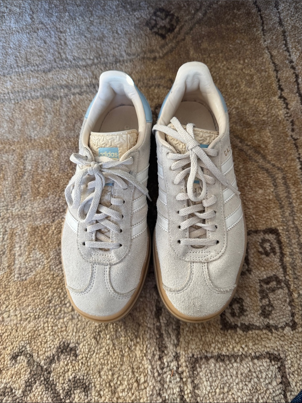 adidas Women’s Cream Suede Athletic Sneakers with Platform Gum Sole